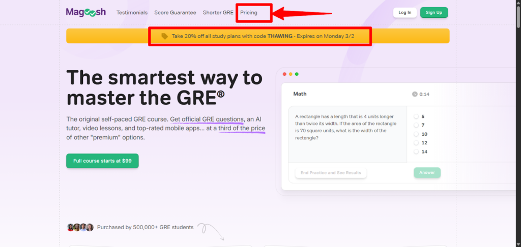 Magoosh pricing option