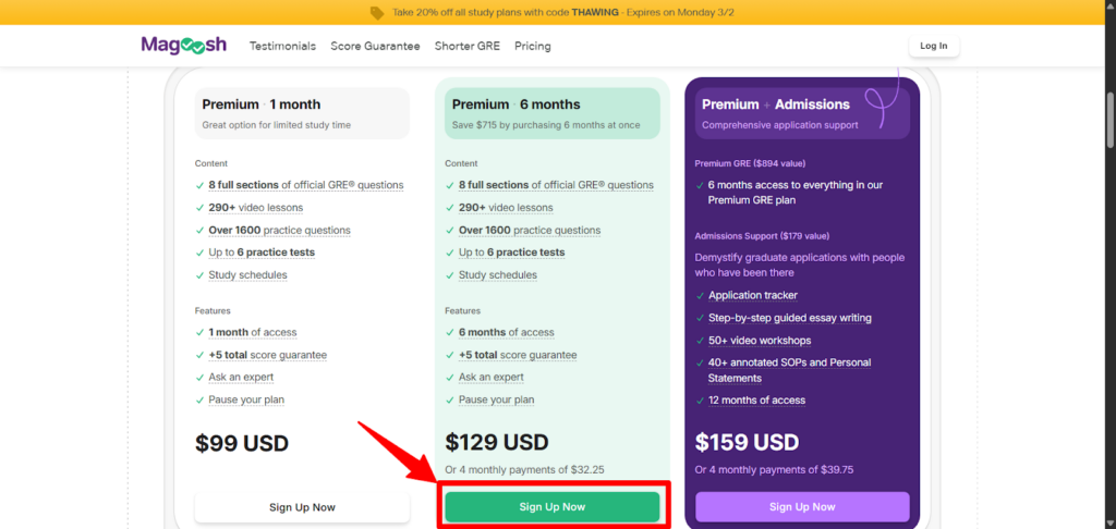 Magoosh subscription plans